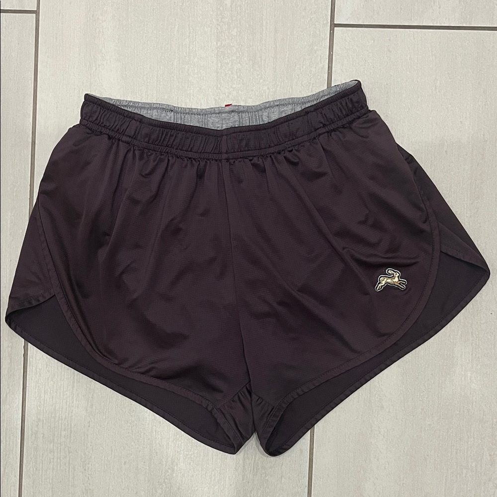 Tracksmith Dark Plum Athletic Running Shorts with Logo